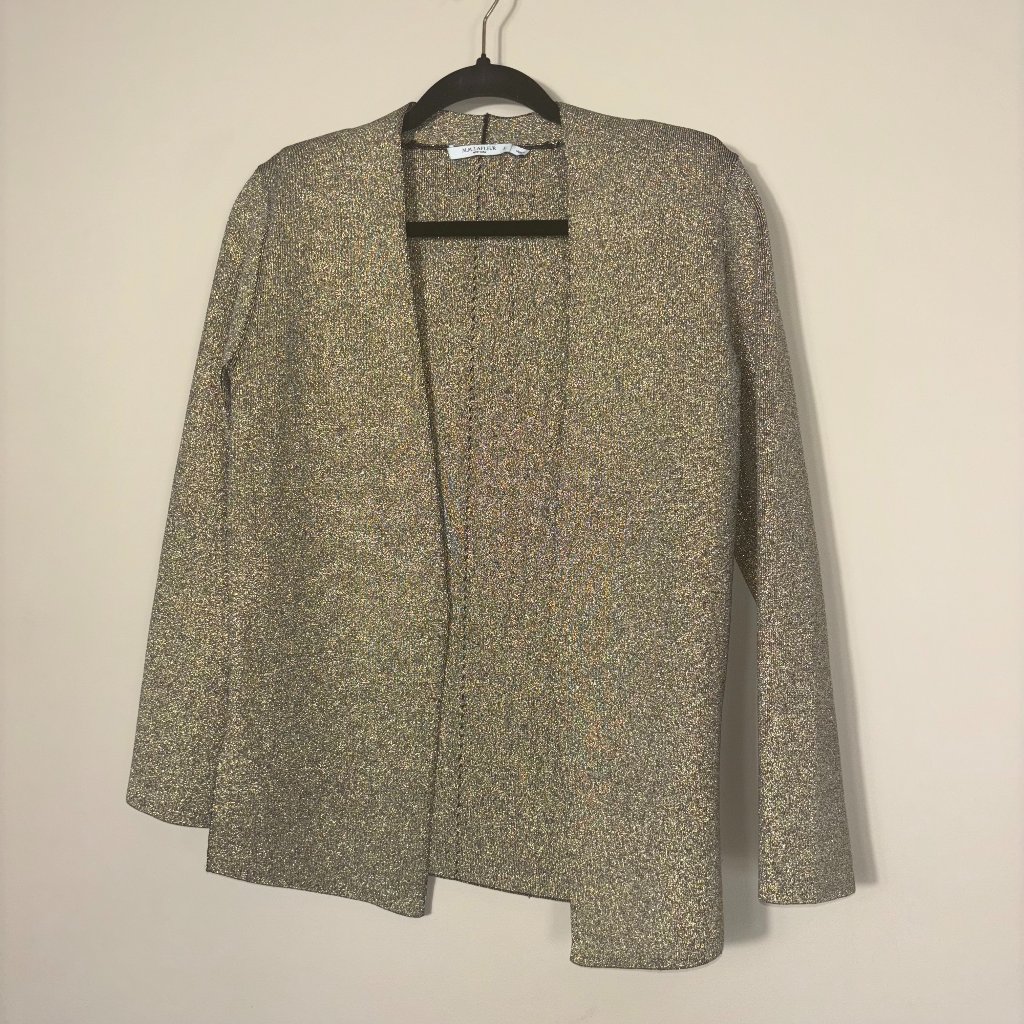 M.M. Lafleur Metallic Open-Front Blazer Jacket - Size L